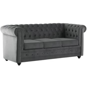 Canapé Chesterfield convertible 3 places gris anthracite