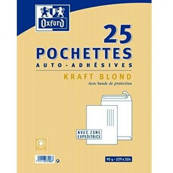 Pochettes adhésives A4 Kraft 25 pièces