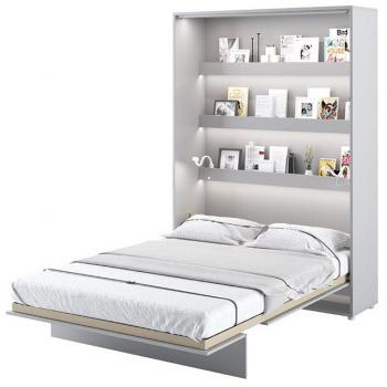 Lit Compact Vertical Noby 140x200 avec Étagères en Bois Gris