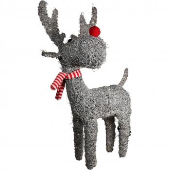 Battery Operated Rattan Woven Comet Reindeer with LEDs