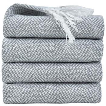 RAYKER Dish Cloths, 100% Cotton Kitchen Towels, Vintage Tassels Design, 4 Pack