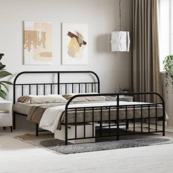 Día y Noche Estructura cama sin colchón con estribo metal negro 183x213 cm