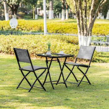 Outsunny 3 Piece Garden Bistro Set with Folding Glass Table and 2 Chairs