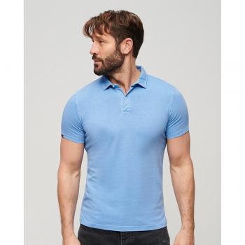 Superdry Polo a manica corta, modello Studios Jersey Bluebell, taglia L