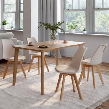 Scandinavian Beige Dining Set – 4 Chair