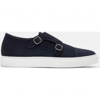 Blue Monkstrap Leather Sneakers, Hand‑Made, Size 8 Male