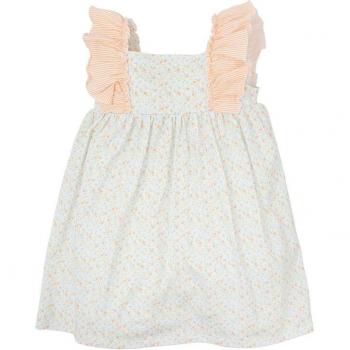 Vestido de bebé niña en tejido de rayas con flores