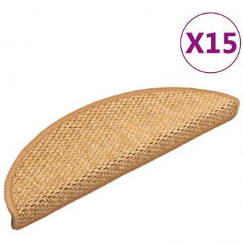 Durable Sisal-Look Stair Mats 15 pcs 56x17x3 cm