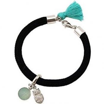 Aqua‑Eulen‑Schmuck – 925 Silberarmband mit grün-schwarzem Edelstein