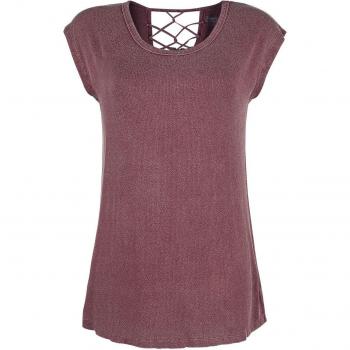 Elegant Burgundy T-Shirt with Decorative Bands