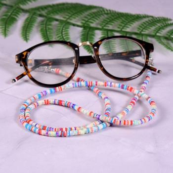Chaîne de lunettes de soleil multicolore en argile polymère pour femmes, 72 cm, 4 mm