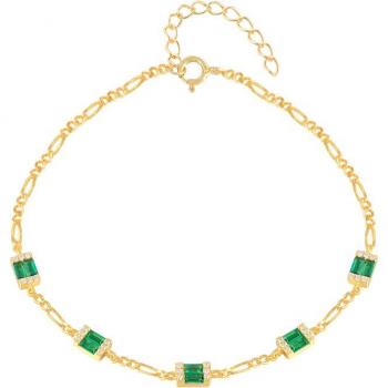 Brazalete Cuadrado “H2O” en Plata 925 – Diseño Femenino con Cuentas de Cristal Verde