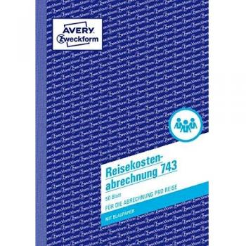 Avery Zweckform 743 Reisekostenabrechnung, DIN A5, für Abrechnung pro Reise, 50 Blatt, weiß