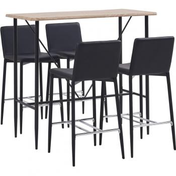 VidaXL 5-teiliges Schwarz Kunstleder Bar-Set