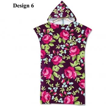Estilo Floral Rosa: Poncho con Capucha y Toalla