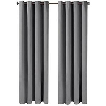 Anjee 2‑Panel Blackout Curtain Set – 46×72 inches, Thermal Insulation, Grey Tie‑Backs