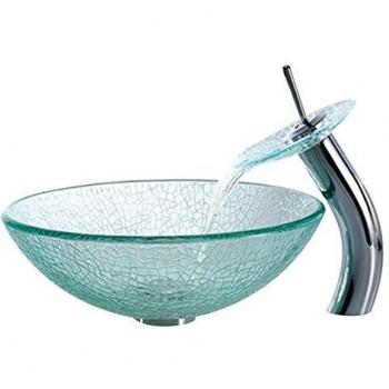 Homelavafans Wasserablauf-Glasbecken mit Wasserfallhahn