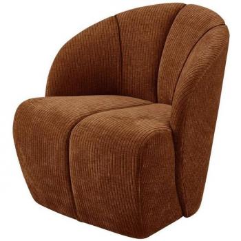 Fauteuil Pivotant 68×77×75 cm en tissu côtelé brun rouille – Melya