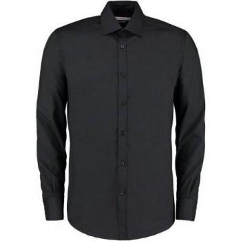 Kustom Kit Herren Businesshemd Slim Schwarz