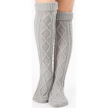 Bottes en laine croisée, motif argile hautes jambières