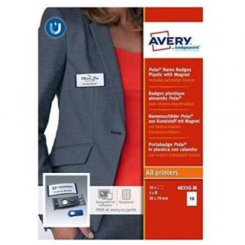 Badges en plastique avec aimant Avery Polar gris anthracite