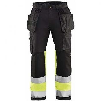 Pantaloni di sicurezza 1558 Nero e Giallo Fluorescente 3XL, elasticizzati e corti
