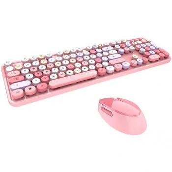 Ensemble clavier + souris multicolore 2,4 GHz – Vintage, sans fil, universel