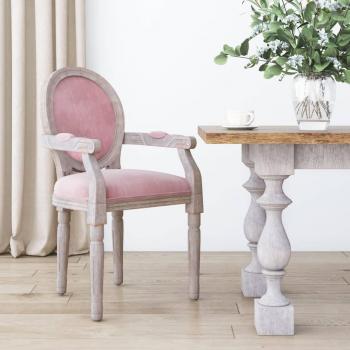 Eleganter Rosa Samt Esszimmerstuhl 54x56x96,5 cm