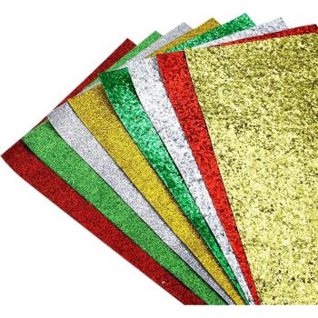 Merry Christmas Glitter Faux Leather Fabric for Bowknot Making