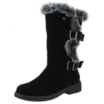 Hush Puppies Megan Wide Suede Women's Black Boots