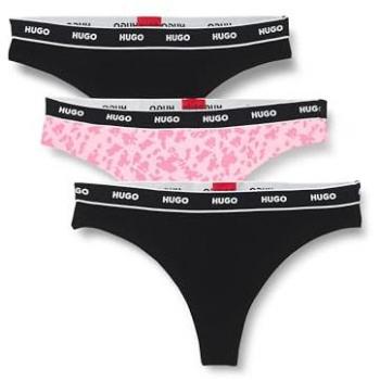 Set di Tanga HUGO Design Triplet (3 pz, rosa chewingum e nero)