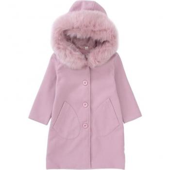 Hooded Wool Blend Girls' Outerwear