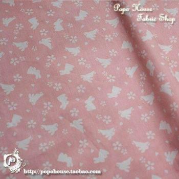 Japanese Pink Flower Print Cotton Fabric