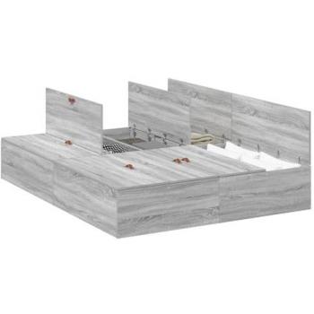 Vidaxl Storage Bed Frame “Sonoma” Grey, 160×200 cm