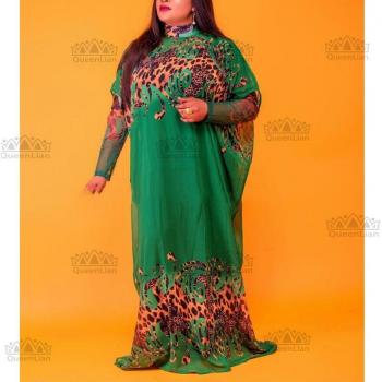 Vestido Largo de Gasa con Estampado Dashiki