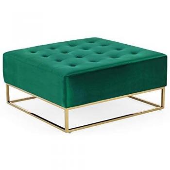 Pouf Carré Élégance Velours Vert
