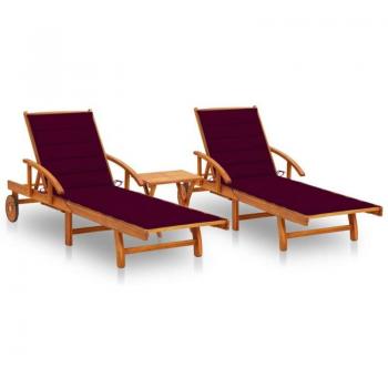 Mobiliario de Exterior Acacia: Tumbonas, Mesa y Cojines – 2 Uds