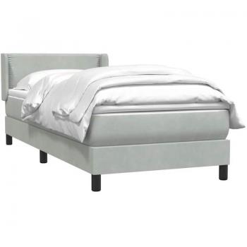 Samt Boxspringbett 100x210 cm in Hellgrau