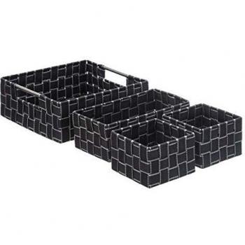 Paniers carrés lisa gris foncé (set de 4)