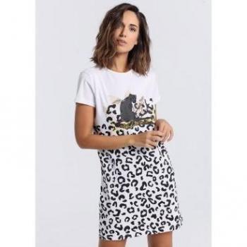 Lois Jeans Vestito Estivo Maniche Corte 132992-751-2251 Bianco S