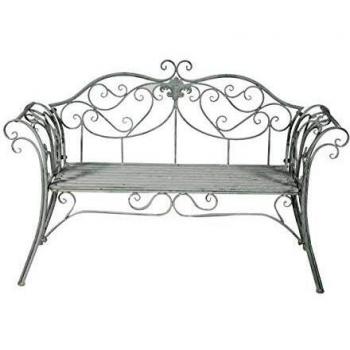 Banco de Jardín Biscottini con Respaldo en Hierro, 133 × 47 × 90 cm, Grises