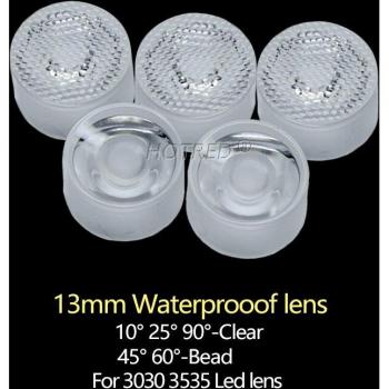 Lente LED 13mm con reflector colimador plano, potencias de 1W, 3W y 5W