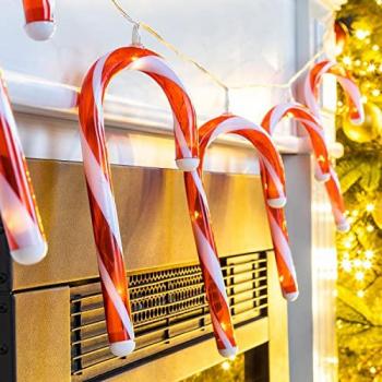 Mojawo LED Zuckerstangen Lichterkette Weihnachtsdeko Innen 40 LEDs