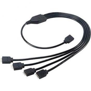 Akasa 1 to 4 RGB LED Splitter and Extension Cable, Y Splitter Cable for 4 Pin RGB LED Strips, 4-Pin LED Strip Extension Splitter Cable, 50cm, Black, AK-CBLD04-50BK