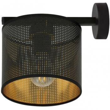 Aplique de pared circular negro con interior dorado