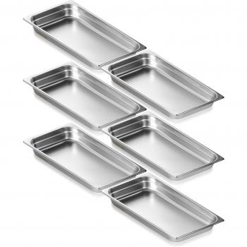 VEVOR 0.8mm Thick Stainless Steel Hotel Pans, 6-Pack