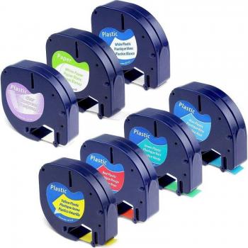 Kompatibles Etikettband für DYMO LetraTag 91200 91201 91202 91203 91204 91205, 12mm, 4m, gemischte Farben