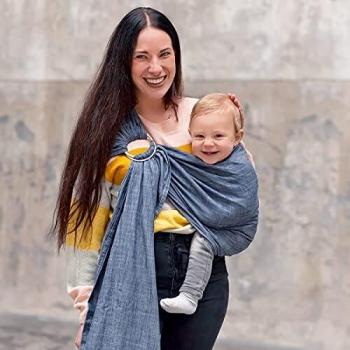 Hoppediz Ring Sling Babytragetuch Denim aus 100 % schadstoffgeprüfter Baumwolle