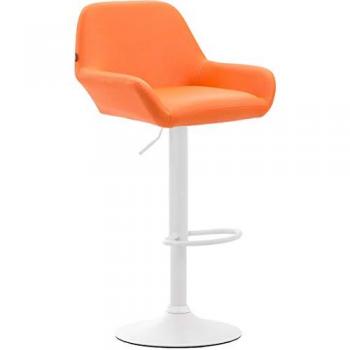 Tabouret Braga en similicuir orange/blanc avec piètement métallique, accoudoirs