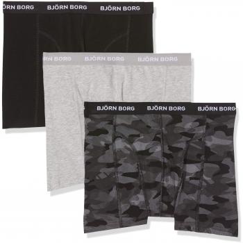 Bjorn Borg Men's Shadeline Printed Boxer Shorts 3-Pack, Color: Black/Camo Print/Grey